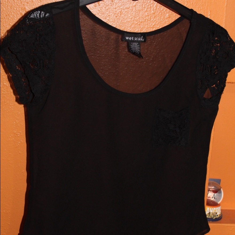 Sheer mesh black top